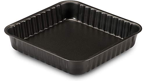 FORMEGOLOSE, Molde Quadro 24x24cm, Acero con Doble Capa Antiadherente, Color Negro