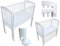 Mobiles Beistellbett Babybett 90x40cm massiv mit Matratze und wasserdichtem Matratzenschutz Weiß