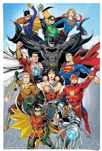 REINDERS Poster, DC Comics Helden, Kinderzimmer, Poster, Wanddeko, Room Decor, 150 gr. glänzend Bilderdruckpapier, Blau, 91,5x61cm