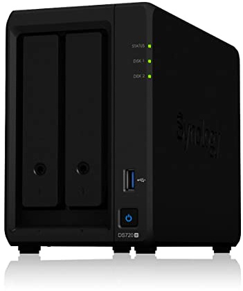 Synology DS720+ 24TB 2 Bay Desktop NAS System, installiert mit 2 x 12TB Seagate IronWolf Festplatten, 24 TB