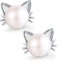 Katzen Ohrstecker Perle Katzen Ohrringe Silber Perlen Kinder Ohrstecker Katze Schmuck Geschenk Für Katzenliebhaber