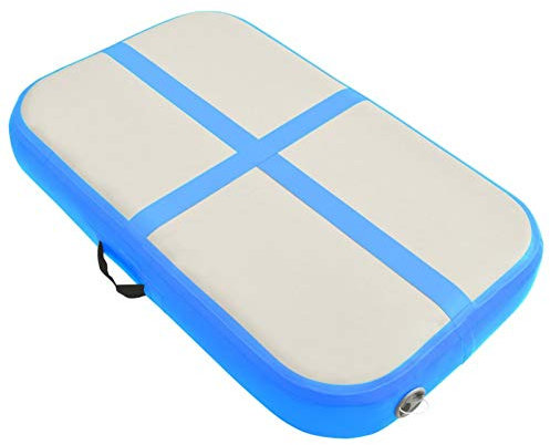 Tidyard Aufblasbare Gymnastikmatte mit Pumpe Turnmatte Tumbling Matte Training Fitnessmatte Yogamatte Tranningsmatte mit Luftpumpe Airtrack Tumbling für zuhause,Outdoor,Yoga 60x100x10 cm PVC Blau