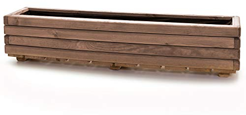 Holzfee Pflanzkasten Akzent 120 Kiefer dunkel geölt 118 x 25 x 25 cm Holz Blumenkasten Balkon Terrasse