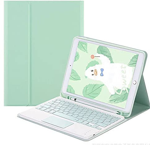 QYiD Funda con Teclado Trackpad para iPad 9.7 Pulgadas 2018, Teclado Bluetooth Inalámbrico Desmontable con Portalápiz para iPad Air 2/iPad Air/iPad 2018 6th Gen/iPad 5 2017/iPad Pro 9.7, Verde