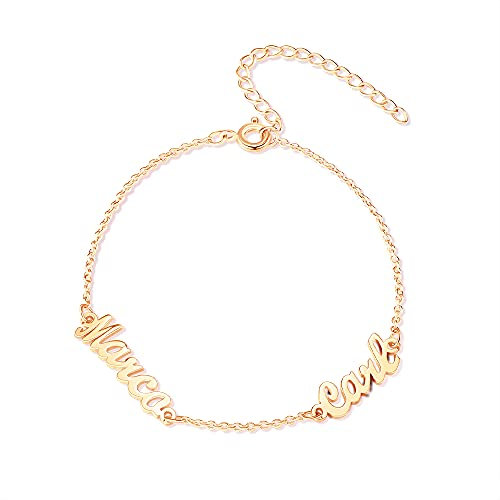 Jeweidea Personalisierte Namensarmbänder für Frauen Gravur 2-5 Namen Gold Silber Roségold Armbänder für Damen Mädchen Mama Schmuck Geschenke zum Geburtstag Valentinstag (Gold-2)