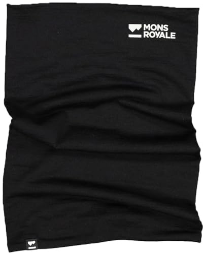 Mons Royale Double Up Neckwarmer Schwarz - Merino Warmer doppellagiger Merino Schlauchschal, Größe One Size - Farbe Blac