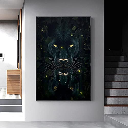 MINGYXZZT Hd Gedruckt Bild Tierischer schwarzer Löwe Bild Druck Auf Leinwand Ölbild für Zuhause, moderne Dekoration, Dekodruck 55x80cm Kein Rahmen