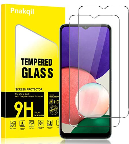 Pnakqil 2 Pièces Verre Trempé pour Samsung Galaxy A22 5G 6.6 Pouces, 2 Pièces Film Vitre Protection écran 9H Dureté Anti-Rayures Sans Bulles Facile à Installer, 0,33mm HD Ultra Transparent
