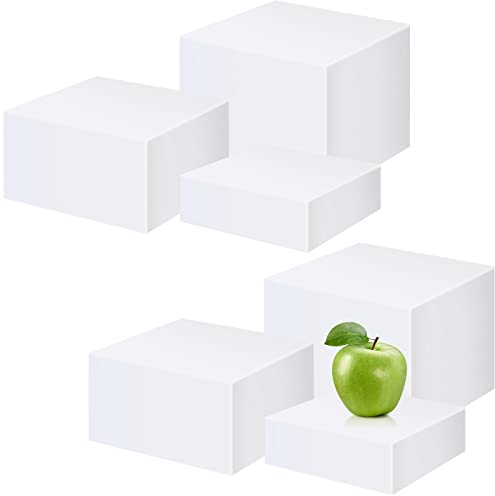 Tuanse Buffet-Erhöhungen, Lebensmittelerhöhungen für Buffet-Tisch, Präsentationsständer für Catering, Dessert, Sammlerstücke, Schmuckfiguren, Show, 5-seitige Acryl-Würfelboxen (weiß), 6 Stück