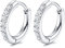 JeryWe Creolen G23 Titanium Ohrringe für Damen Herren Mädchen Implantat Grade Hypoallergen Zirkonia Dreiecke Huggie Hoop-Ohrringe Kleiner Kreolen Ohrringe（Stil1）