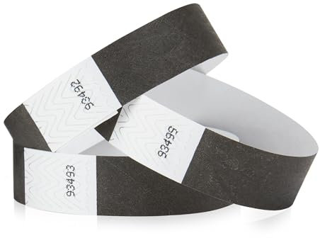 600 Wristco schwarze Tyvek-Armbänder für Events – bequeme, reißfeste Papierarmbänder ID-Armbänder für Konzerte, Festivals, Eintrittsparty-Identifikation