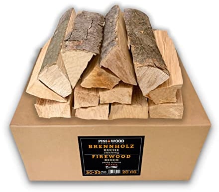 PINI Brennholz ofenfertig Buche ca. 30-33 cm für Kamin Grill Feuerschale Pizzaofen Smoker (20 kg)