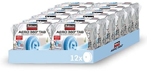 Rubson Pack de 12 unidades de Tabletas para Deshumidificador Rubson - Recarga de deshumidificador Rubson Aero 360º - Absorbe humedad y Neutraliza los olores - Pastillas Antihumedad