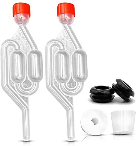 Brewing Mate Demijohn - Juego de 2 cerraduras de aire y tapón, cierre de aire burbujeador para elaboración casera, equipo esencial para hacer vino y hacer sidra