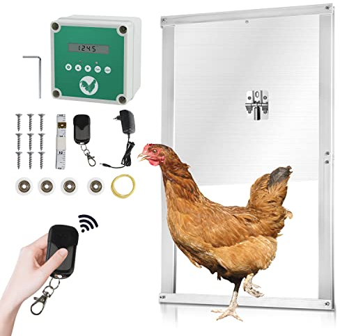 Yakimz Hühnerklappe Automatische Hühnertür Mit Fernsteuerung, für sichere Hühnerhaltung, mit Zeitschaltuhr | Lichtsensor | Anti-Pinch-Funktion, Multi-Modi-hühnerklappe, 30x30cm