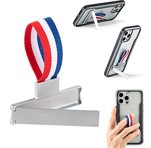 2 Pezzi 2in1 Impugnatura Dita e Portacellulare Telefono, Supporto ad Anello per Cellulare, Stand in metallo per Smartphone, Rosso Bianco Blu