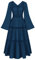 Scarlet Darkness Frauen Renaissance Kleid Piraten Bauernkleid Glockenärmel Tiered Flowy Lange Kleider, Marineblau, Mittel