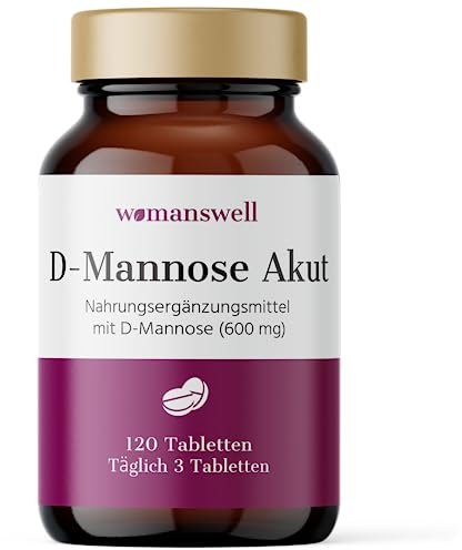 Womanswell D-Mannose Akut Tabletten mit Cranberry, Kurkuma, Vitamin C - 1800mg D Mannose Tagesdosis (120 Stück)