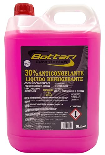 AUTOZOCO Anticongelante, liquido refrigerante Motor, Líquido refrigeración, Líquido anticongelante, Anticongelante Coche, Protección -18ºC y 119ºC, Capacidad 5 litros, 30% Etilenglicol, Color Rosa