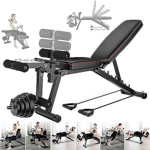 ilbcavne Hantelbank Klappbar,Sit-ups Bank,Tranings Fitness Bank,bauchtrainer Bauchmuskeltrainer,klappbare Trainingsbank Mit 5-Fach Rückenlehne Bis 250kg Belastbar