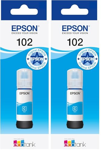 Epson EcoTank 102 Cyan Genuine Ink Bottle (Pack of 2)