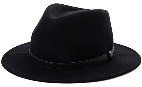 Comhats Unisex Filzhut Fedora für Herren und Damen-Winter Wolle Trilby Hat mit Krempe-Männer Panama Mafia Hut, Trilby Filz Hut Phantomschwarz M 56-58.