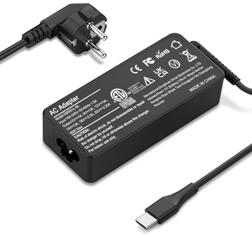 Chargeur USB C 65W pour Lenovo Thinkpad T14 T15 T480 T480s T490 T490s,Lenovo Chromebook C330 S330,Lenovo Yoga,Dell Chromebook 3100,Latitude 5420,Acer Chromebook Type C Ordinateurs Portables