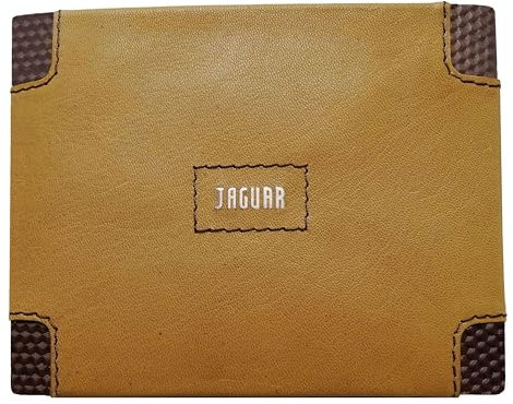 JAGUAR Portefeuille pour homme, mince, mince, homme, petit mince rfid, cadeau, portefeuille avec porte-monnaie, mince, porte-billets, portefeuille garçon, ocre