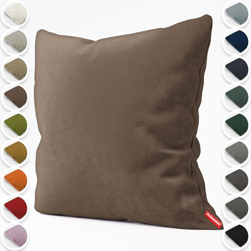 Schuette® Dekorativer Kissenbezug aus Samt mit verdecktem Reißverschluss • Millenium Velvet Kollektion: Bright Lead (Gray) • Knitterfrei • Kuschelweich • Zierkissen • Sofakissen