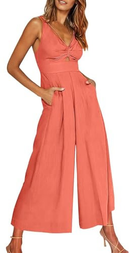 RMBLYfeiye Latzhose Damen Arbeitshose Einteiler Schwarz Eng Arbeits V-Ausschnitt Einfarbiges Ärmelloser Jumpsuit Sexy Rückenfrei Hosenanzug Baggy