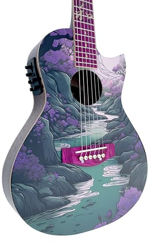 Lindo Ryokou Elektroakustische Reisegitarre | Japanische Grafik | 3/4 Format (Stahl)
