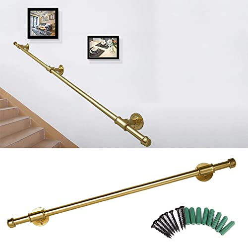 Modernes Treppenhandlauf-Haltegriff-Set, goldener Handlauf aus Schmiedeeisen für Innentreppen, Wandmontage-Stützstange, Treppenhandlauf, Stufen, gerader Baluster (Größe: 2,6 Fuß) (4 Fuß)