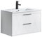 UEV Waschtisch mit Unterschrank, Hängend Badezimmerschrank mit Soft-Close System,Waschbecken aus Keramik, 75cm, Badezimmmer Möbel für Gäste WC, Badmöbel Set für Badezimmer Weiß