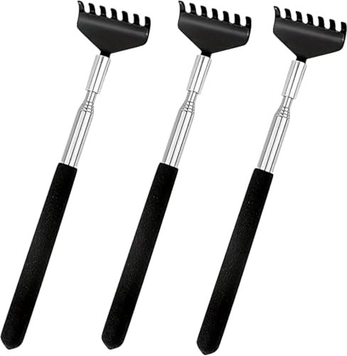 3er Rückenkratzer Set - Stabil & ausziehbar mit breiter Kratzfläche für effektive Linderung von Juckreiz - Massagegerät & Rückenkrauler
