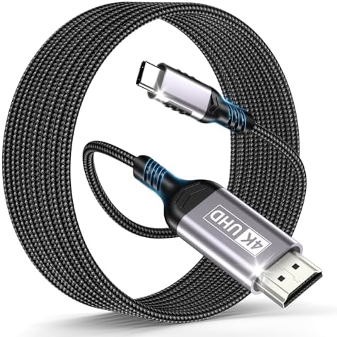 lalasis USB C HDMI Cable 1.8M,Cable HDMI a USBC 4K UHD Thunderbolt 3/4 Compatible Para iPhone 16Pro/Max/iPhone 16/15,MacBook Pro/Air,iMac,iPad Pro/Air,Samsung Galaxy S24/S23/S22,Dell XPS Gris