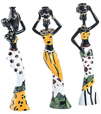 VINTORKY 3 Stück Harzfigur Afrikanischer Frauen, Gelb, Kunstharz