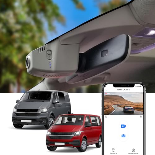 Fitcamx Dashcam 4K Kompatibel mit VW Transporter Multivan California Caravelle T6 T6.1 2015-2023 (HD2-8548), OEM Autokamera UHD 2160P Video WiFi, Loop-Aufnahm, G-Sensor, WDR, Plug & Play, 64GB Karte