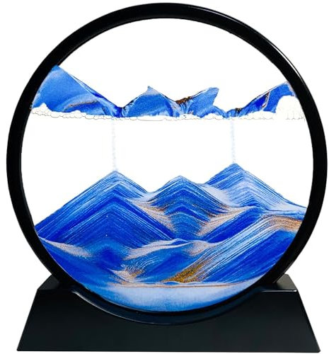 JJiaoLinin - Sablier en mouvement 3D, Art du sable pour décoration de Bureau Maison, Convient pour Kits de Sable pour Enfants, Bleu, 7 Pouces