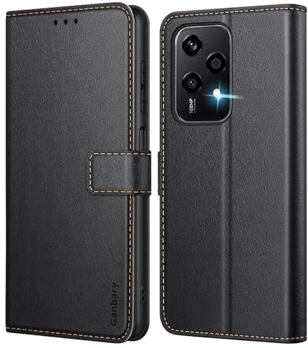 Ganbary Cover Compatibile con Honor 200 Lite (Non per Honor 200), Premium Pelle PU Flip Libro Custodia per Honor 200 Lite [Protezione Completa] [Slot per Scheda] [Funzione di Supporto], Nero