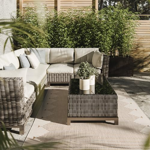 Interiyou Outdoor Teppich Wetterfest Kano - 80x150 cm Creme/Beige - Wasserfest für Balkon, Terrasse, Garten - Outdoorteppich passend auch für Wohnzimmer, Schlafzimmer und Küche - Aussenteppich