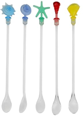 UEN Touillette Cocktail,10 Pièces Agitateur Cocktail,23 CM,Decoration Cocktail,Colorés Bâtonnets de Cocktail Boisson Transparent,pour Jus de Fruits,Cocktails,Milkshakes,Cuillère (Couleurs aléatoires)