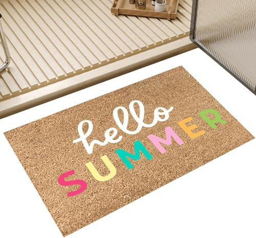 Summer Welcome Mat - Summer Decorative Door Rug, Reusable Hello Summer Door Mat | Anti Slip Water Absorbing Summer Decorative Door Rug, Tear Resistant Home Bathroom Kitchen Doormat for Home Entrance