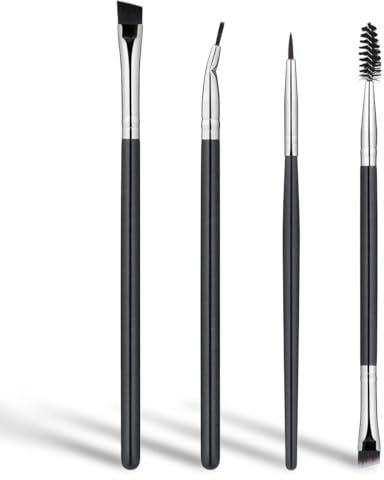 AFCJLTO Ensemble de 4 pinceaux de maquillage,Pinceau angulaire pour eye-liner, précision pour ombres à paupières et sourcils. Outils de haute qualité pour un maquillage parfait
