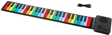 F Fityle Tastiera per pianoforte arrotolabile a 37 tasti, tastiera per pianoforte elettrica a mano, tastiera per pianoforte elettrica pieghevole per viaggi,