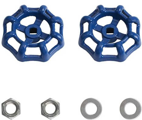 UFURMATE Wasserhahn-Griff, 2 Stück, Metall, für den Außenbereich, Hydranten, runde Radgriffe, Wasserventil-Ersatz, quadratische Brosche, 6 x 6 mm (blau)