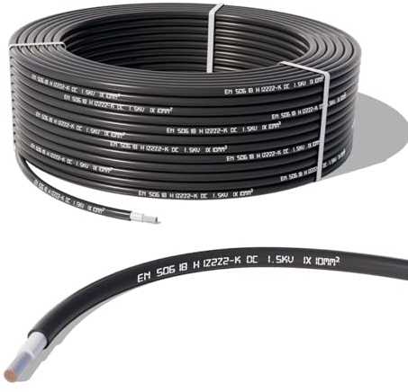 35Fahrenheit Solarkabel H1Z2Z2-K 10mm² | 100m Verlängerungskabel | UV-beständiges Photovoltaik Kabel Schwarz | UV- & Witterungsbeständig für PV Solaranlage