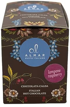 Almar Cioccolata Calda Cortina al Lampone - 15 Bustine Monodose 30g, Cacao | Cacao olandese 22/24, gusto Lampone, 15 bustine monoporzione 30g, 4 ingredienti, senza OGM, prodotto in Italia dal 1968
