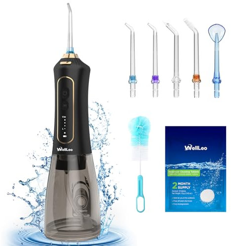 Water Flosser for Teeth, 300ML Cordless Oral Irrigator Rechargeable Dental Flosser Teeth Picks with 5 Modes 5 Jet Tips,IPX7 Waterproof Teeth Cleaner for Braces Gum Care, Home Travel Use