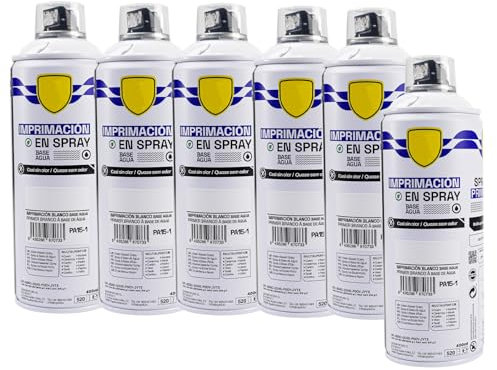 various - Pintura Spray Base Agua 400ml,Ecológica y Sin Olor,Para Muebles,Metal,Plástico y Madera,Colores Duraderos,Cobertura Uniforme - Imprimacion Blanco,6 unidad