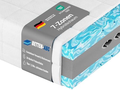 Betten-ABC - Matratze TriFlex Hybrid - 120x200 cm (H3) - 3-Schicht-Matratze mit Schulterkomfortzone - Hypoallergen & Antibakteriell - Oeko-TEX® Zertifiziert - Bezug waschbar - Lieferung per Paket